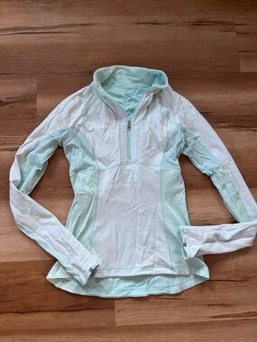 Reversible * Aqua/Light Aqua & White Half-Zip Athletic Pullover
